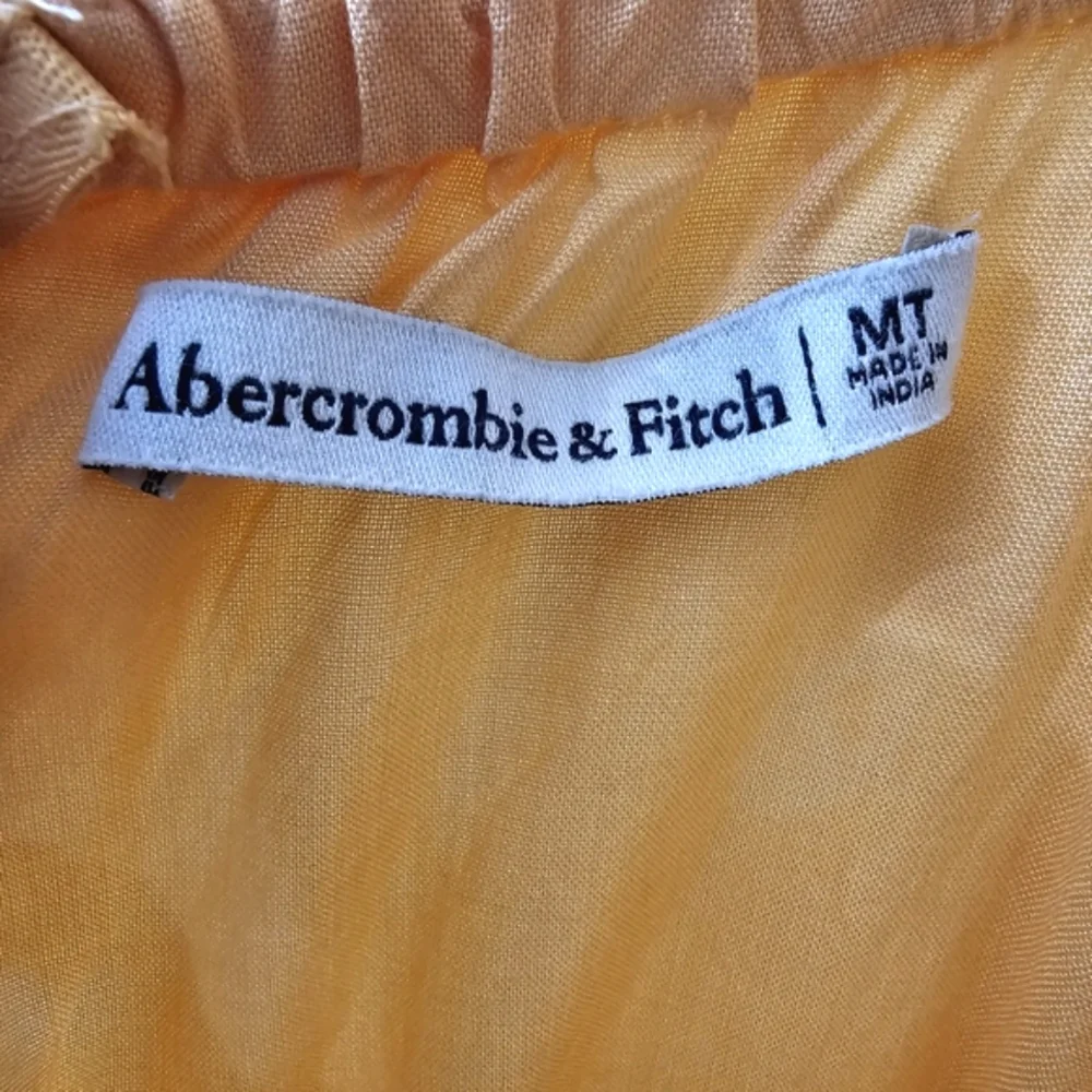 Nwot Abercrombie & Fitch Orange/White Floral Ruffle Bodice Tie Back Maxidress